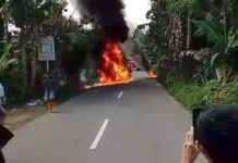 Sepeda Motor Terbakar di Jalan A Yani Sungai Rangas