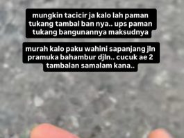 Hati-hati Lewat Jalan Pramuka, Banyak Paku Berhamburan Diduga Tercecer