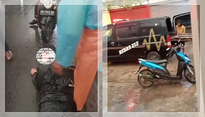 Kecelakaan di Jalan Mantuil Banjarmasin Terekam Kamera! Korban Tergeletak, Dievakuasi Relawan ke RS