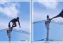 GILA! Pria Panjat Tiang Listrik Bertahan 12 Jam di Kapuas, Pilih Lompat Saat Dipaksa Turun