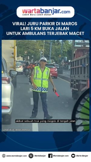 VIDEO - Viral! Juru Parkir di Maros Lari 5 Km Buka Jalan untuk Ambulans Terjebak Macet