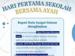 Pemkab HSS Izinkan ASN Pria Temani Anak di Hari Pertama Sekolah