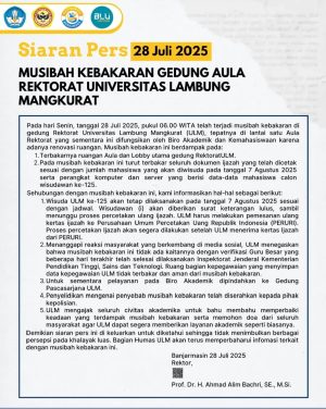 Rilis Resmi ULM, Wisudawan ke-125 Hanya Dapat Keterangan Lulus Karena Ijazah Terbakar