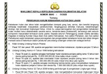 Maklumat Polda Kalsel, Sengaja Bakar Hutan Denda Rp 15 Miliar