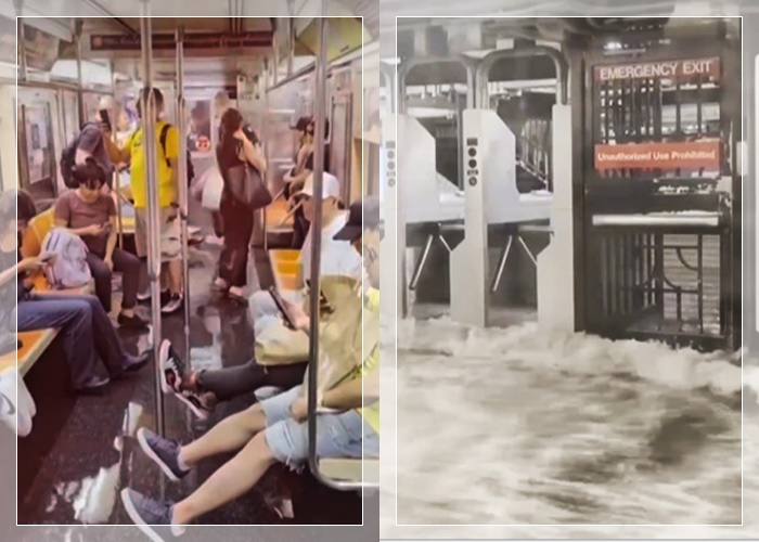 Banjir Bandang Terjang Stasiun 28th Street New York, Penumpang Panik Saat Air Masuk Gerbong!