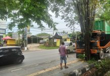 Rem Blong, Truk Muatan Tisu Tabrak Pohon di Banjarbaru