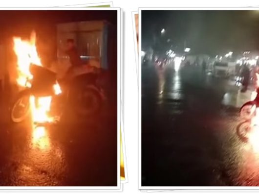 Motor Terbakar Hebat di Dekat Jembatan HKSN Banjarmasin, Warga Panik Beruntung Damkar Cepat Tiba!