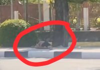 Seorang Pria Tergeletak di Gerbang Masjid Raya Sabilal Muhtadin
