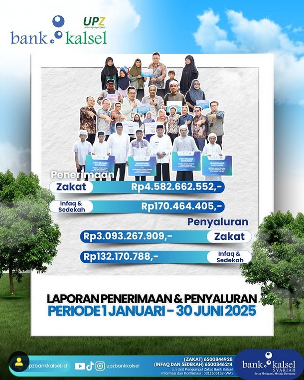 6.721 Mustahik Telah Terima Penyaluran Zakat, Infak dan Sedekah UPZ Bank Kalsel Selama 1 Januari-30 Juni 2025