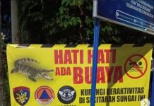 Spanduk Larangan Beraktifitas di Sekitar Sungai Zafri Zamzam Banjarmasin Telah Dipasang, BPBD Imbau Warga Waspada Buaya