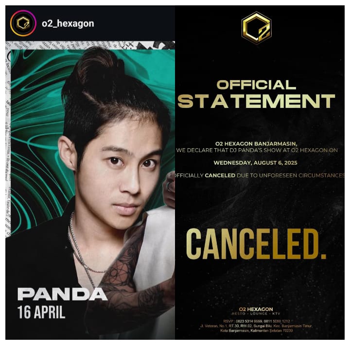 Imbas Kasus Kehamilan Erica Carlina, Ramai Klub dan Festival Batalkan Penampilan Dj Panda, Termasuk di Banjarmasin