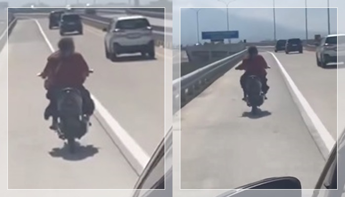 Gak Pakai Helm & Spion! Emak-Emak Nekat Ngebut Pakai Motor di Tol Prambanan, Sempat Hormat ke Petugas!