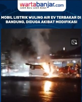VIDEO - Mobil Listrik Wuling Air EV Terbakar di Bandung, Diduga Akibat Modifikasi
