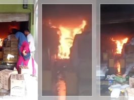 Musibah Kebakaran di Belakang Pasar Limbur Kotabaru! Kios Dilalap Api, Warga Panik