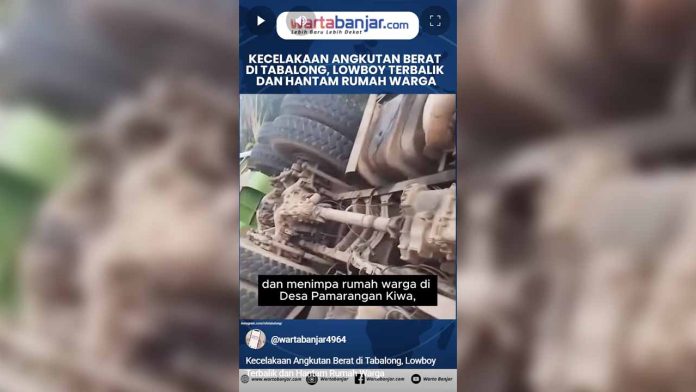 VIDEO - Kecelakaan Angkutan Berat di Tabalong, Lowboy Terbalik dan Hantam Rumah Warga