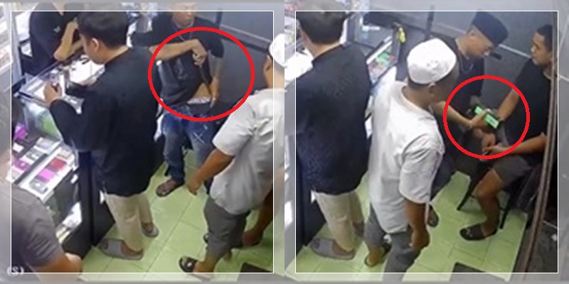 WADUH! Pria Bersenjata Tajam Gasak Barang dari Toko Vape di Banjarmasin, Pembeli Lain Cuma Diam!