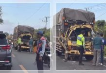 TRAGIS! Truk Hantam Kontainer Parkir di Sepunggur Tanah Bumbu, Sopir Tewas di Tempat!