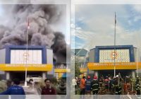 UPDATE: Api di Gedung Rektorat ULM Banjarmasin Mulai Padam, Ratusan Relawan Lakukan Pembasahan