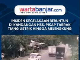 VIDEO - Insiden Kecelakaan Beruntun di Kandangan HSS, Pikap Tabrak Tiang Listrik Hingga Melengkung