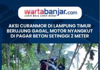 VIDEO - Aksi Curanmor di Lampung Timur Berujung Gagal, Motor Nyangkut di Pagar Beton Setinggi 2 Meter