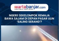VIDEO - Ngeri! Sekelompok Remaja Bawa Sajam di Depan Pasar Ulin ‘Saling Serang’?
