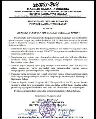 Imbauan MUI Kalsel, Hindari Tindakan Anarkisme