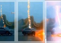 DETIK-DETIK Mobil Disambar Petir Saat Melaju di Guangxi, Ajaib Penumpangnya Selamat!