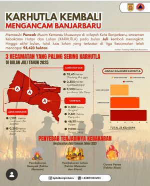 95 Hektare Lahan di Banjarbaru Terbakar Sejak Juli 2025