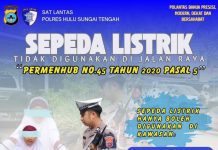 Satlantas Polres HST Imbau Warga Gunakan Sepeda Listrik Hanya di Kawasan Tertentu