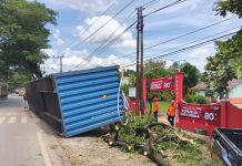 Truk Kontainer Terguling di Depan SDN 1 LUS Banjarbaru, Saksi Mata: “Saya Selamatkan Lima Anak!”