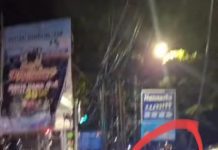 Waspada Kabel Listrik Menjuntai di Lampu Merah Gatot Subroto-Veteran Banjarmasin, Diduga Tersangkut Truk