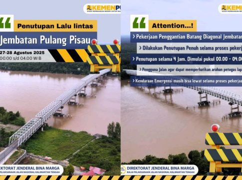 Ada Perbaikan, Jembatan Pulang Pisau Ditutup 4 Jam Pada 27-28 Agustus 2025