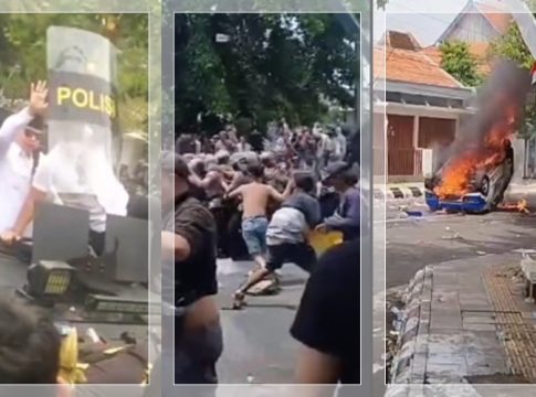 MINTA MAAF DILEMPAR BATU! Bupati Pati Dievakuasi Pakai Mobil Taktis Brimob, Demo Rusuh & Sejumlah Mobil Dibakar