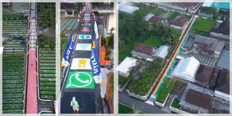 Heboh! Warga Karanganyar Cat Jalan 500 Meter Demi HUT RI, Modal Patungan Rp13 Juta Bikin Warna Warni