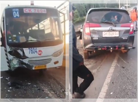 HOROR! Bus Perusahaan vs Daihatsu Sigra Tabrakan di Tanah Bumbu, Penumpang Berdarah di Kepala