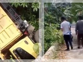 HEBOH! Truk Terperosok ke Jurang di Sungai Landas, Warga Berhenti Mancing Langsung Datangi Lokasi