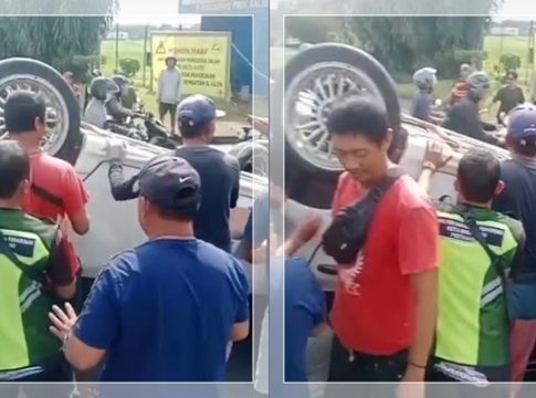 BREAKING! Mobil Terbalik di Bundaran Landasan Ulin Banjarbaru: Netizen Menduga Sopir Main HP