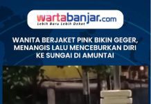 VIDEO - Wanita Berjaket Pink Bikin Geger, Menangis Lalu Menceburkan Diri ke Sungai di Amuntai