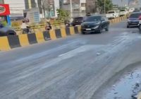 Waspada, Tumpahan Minyak di Flyover Banjarmasin