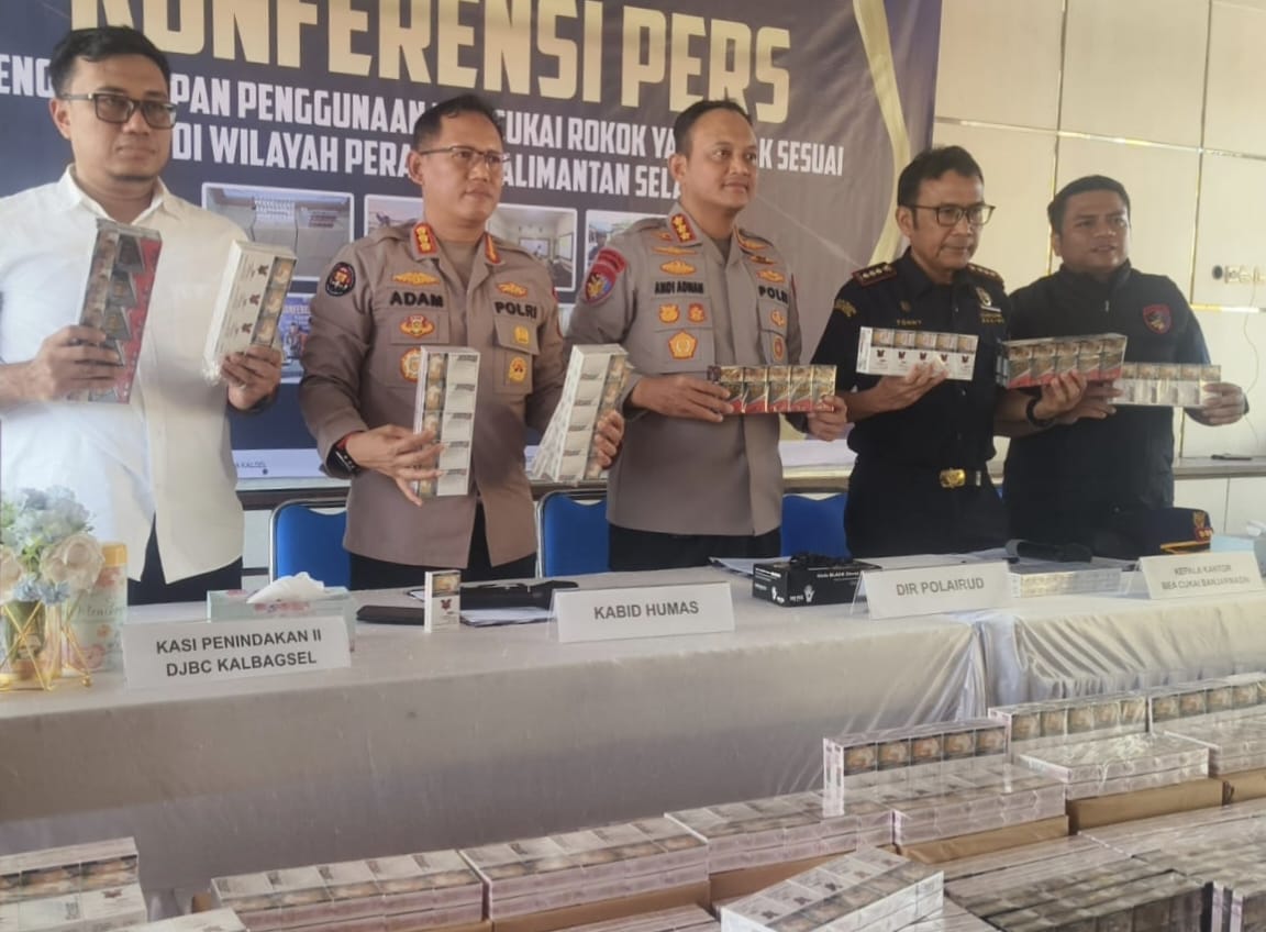 Ditpolairud Polda Kalsel Gagalkan Peredaran Rokok Ilegal