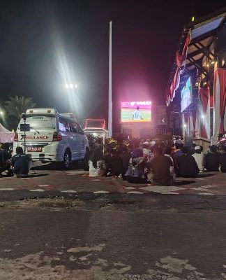 Suporter Banjarmasin Antusias Nobar Laga Timnas Indonesia di Balai Kota