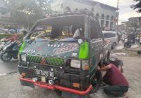 Mobil Pick Up Terbakar di Jalan Jenderal S. Parman Banjarmasin