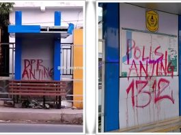 HALTE di Jalan Gatot Subroto Banjarmasin Jadi Korban Coretan OTK, Netizen: Ulah Remaja Suka Keributan!