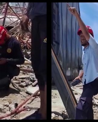 Teras Gedung KPT Brebes Ambruk, 2 Pekerja Nyaris Tertimbun! Video Evakuasi Bikin Netizen Geram