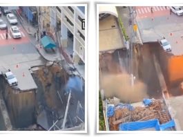 MENGERIKAN! Jalan Amblas 50 Meter di Depan RS Vajira Bangkok, Mobil Hampir Tertelan &amp; Warga Dievakuasi Massal