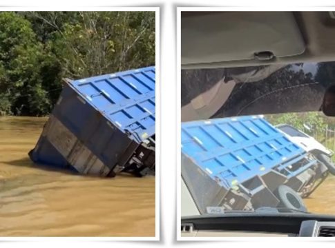 BANJIR Sempat Lumpuhkan Jalan Menuju Kuala Kurun! Truk Terperosok, Warga Diminta Ekstra Waspada