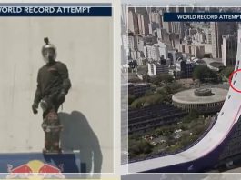 AKSI GILA! Sandro Diaz Pecahkan Rekor Dunia Drop-In Skate 70 Meter dari Gedung Pemerintah Brasil