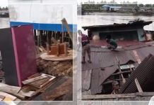 UPDATE! Rumah Ambruk ke Sungai di Aluh-Aluh, Warga Panik Selamatkan Harta Benda