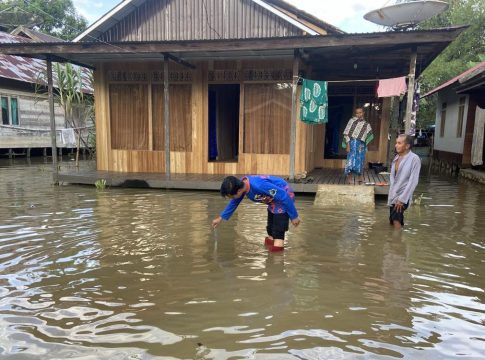Genangan Air Masih Terpantau di Kecamatan Pandawan, BPBD HST Lakukan Patroli Rutin