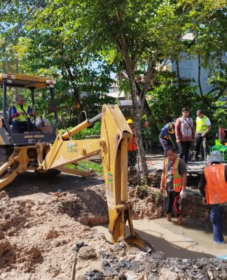 Update Perbaikan Pipa Bocor PAM Bandarmasih di Jalan Soetoyo S